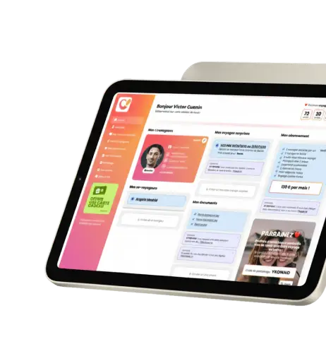 tableau de bord compte client voyage surprise par abonnement