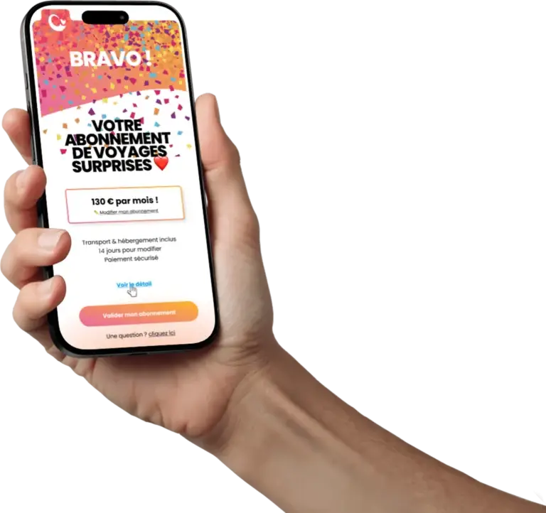 interface voyage surprise par abonnement