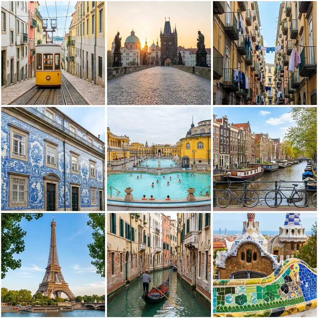 Destinations européennes proposées en box voyage surprise : Lisbonne, Prague, Naples, Porto