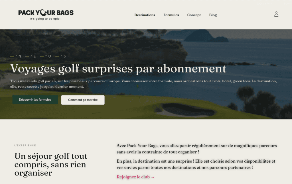 ecran pack your bags golf